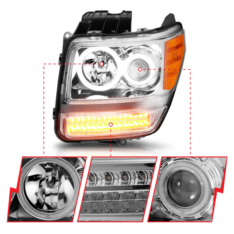 ANZO 2007-2012 Dodge Nitro Projector Headlights w/ Halo Chrome (CCFL) G2 Headlights ANZO