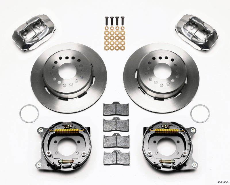 Wilwood Forged Dynalite P/S Park Brake Kit Polished Ford 8.8 w/2.5in Offset-5 Lug Big Brake Kits Wilwood