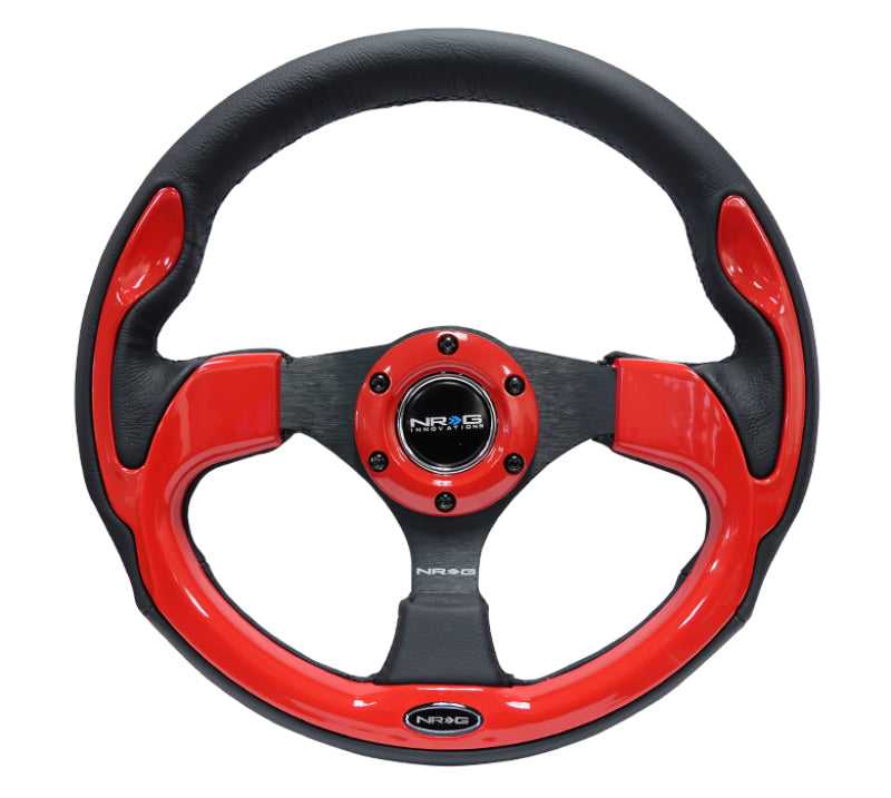 NRG Reinforced Steering Wheel (320mm) Blk w/Red Trim & 5mm 3-Spoke Steering Wheels NRG
