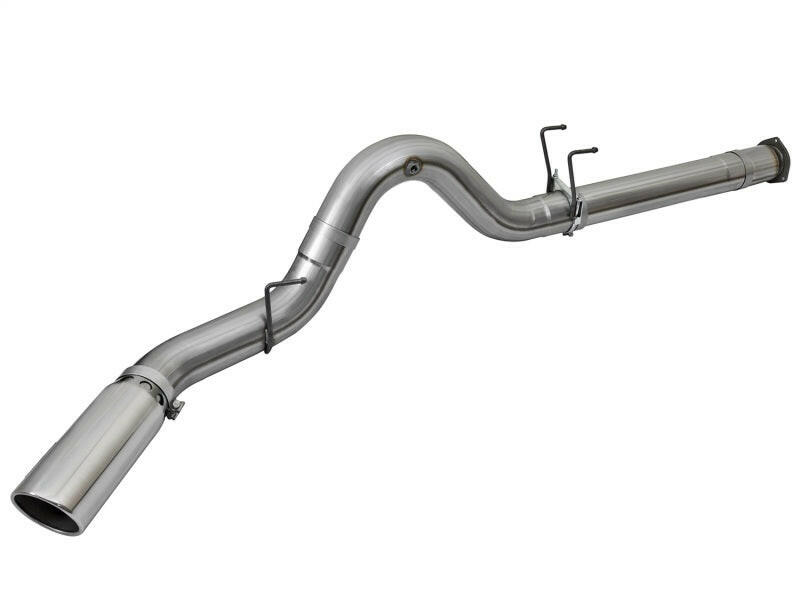 aFe LARGE BORE HD 5in 409-SS DPF-Back Exhaust w/Polished Tip 2017 Ford Diesel Trucks V8 6.7L (td) DPF Back aFe