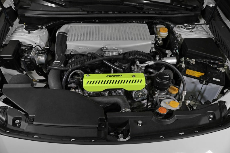 PERRIN 22-25 Subaru WRX Pulley Cover - Neon Yellow (SHORT - For Use w/PERRIN AOS) Engine Covers Perrin Performance