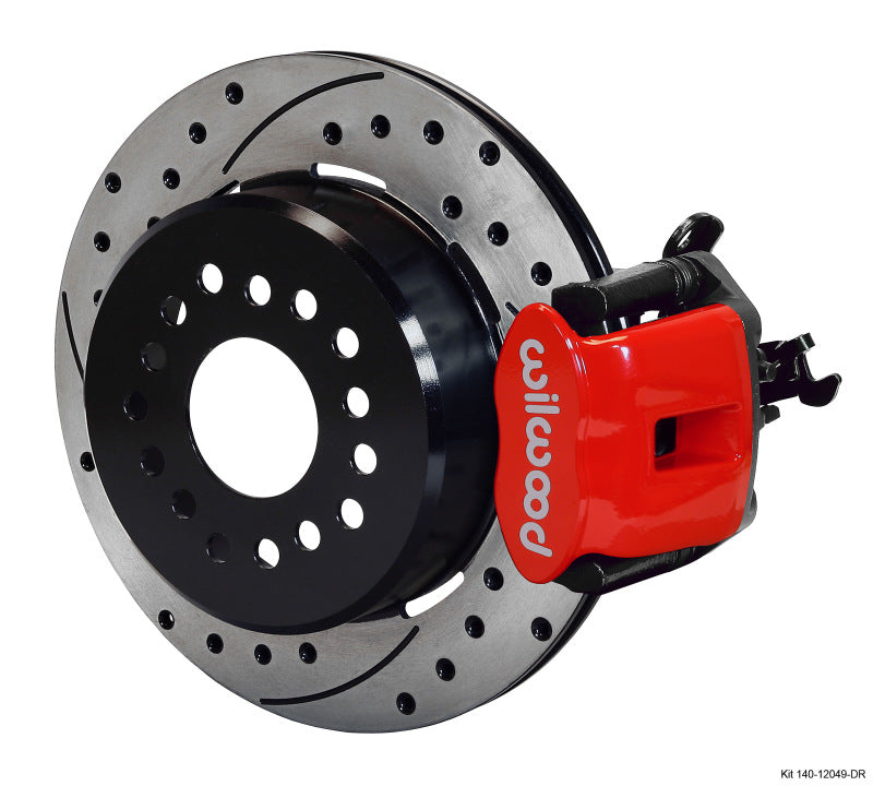 Wilwood Combination Parking Brake Rear Kit 12.19in Dia 0.81in Rotor Thickness - Red Drilled Brake Calipers - Perf Wilwood