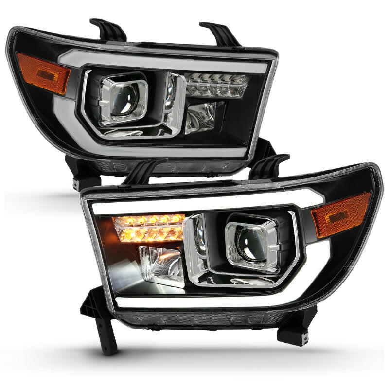 ANZO 2007-2014 Toyota Tundra Projector Light Bar H.L Black Amber(Led High Beam) (Halogen Version) Headlights ANZO