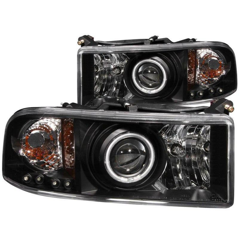 ANZO 1994-2001 Dodge Ram Projector Headlights w/ Halo Black Headlights ANZO
