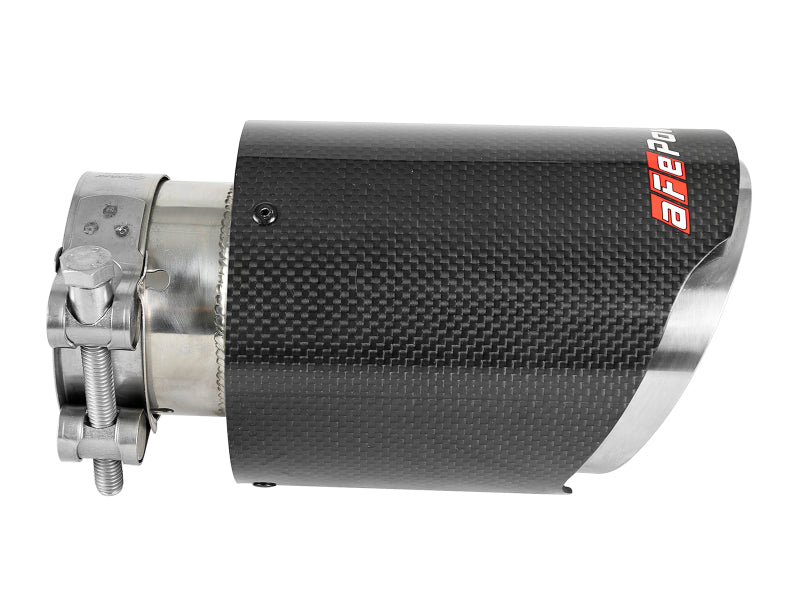 aFe MACH Force-Xp 409 SS Clamp-On Exhaust Tip 2.5in. Inlet / 4in. Outlet / 7in. L - Carbon Tips aFe