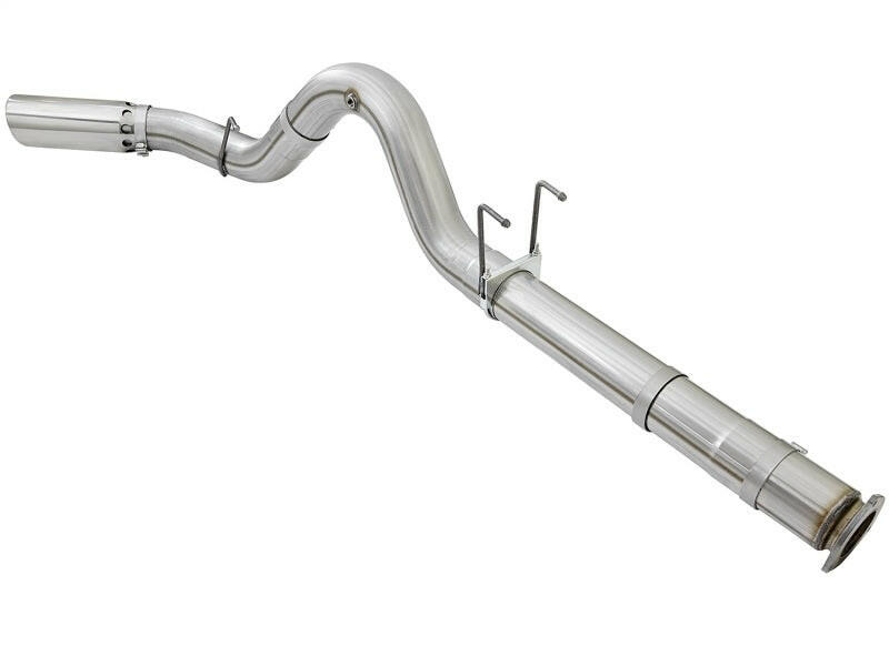 aFe ATLAS 5in DPF-Back Alum Steel Exhaust System w/Polished Tip 2017 Ford Diesel Trucks V8-6.7L (td) DPF Back aFe