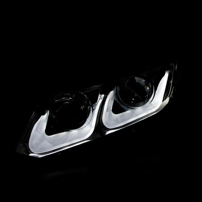 ANZO 2012-2015 Honda Civic Projector Headlights w/ U-Bar Black Headlights ANZO