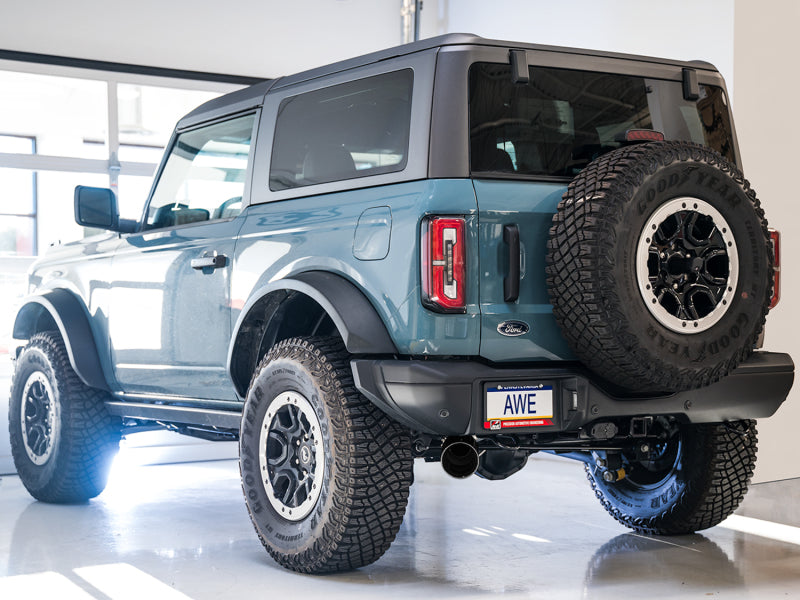 AWE Tuning 2021+ Ford Bronco 0FG Single Rear Exit Exhaust w/Diamond Black Tip & Bash Guard Catback AWE Tuning