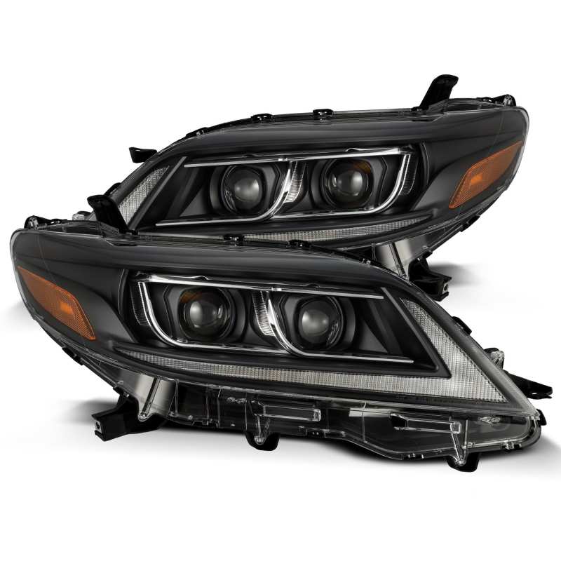 AlphaRex 11-21 Toyota Sienna LUXX LED Proj Headlights Plank Style Black w/Seq Signal/DRL Headlights AlphaRex