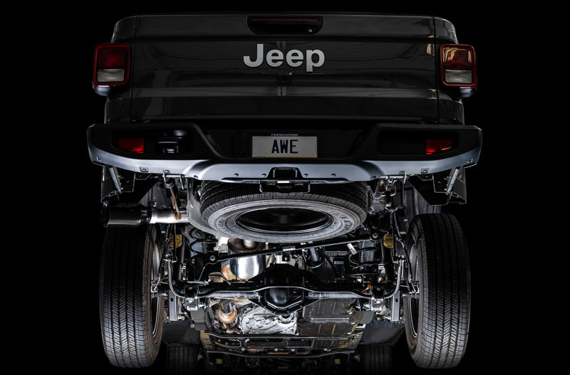AWE Tuning 20-21 Jeep Gladiator JT 3.6L Tread Edition Cat-Back Single Side Exhaust - Diamond Blk Ti Catback AWE Tuning