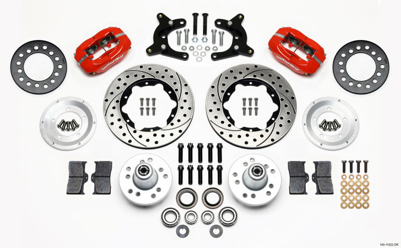 Wilwood Forged Dynalite Front Kit 11.00in Drilled Red 62-72 CDP A Body - 9in Drum Big Brake Kits Wilwood