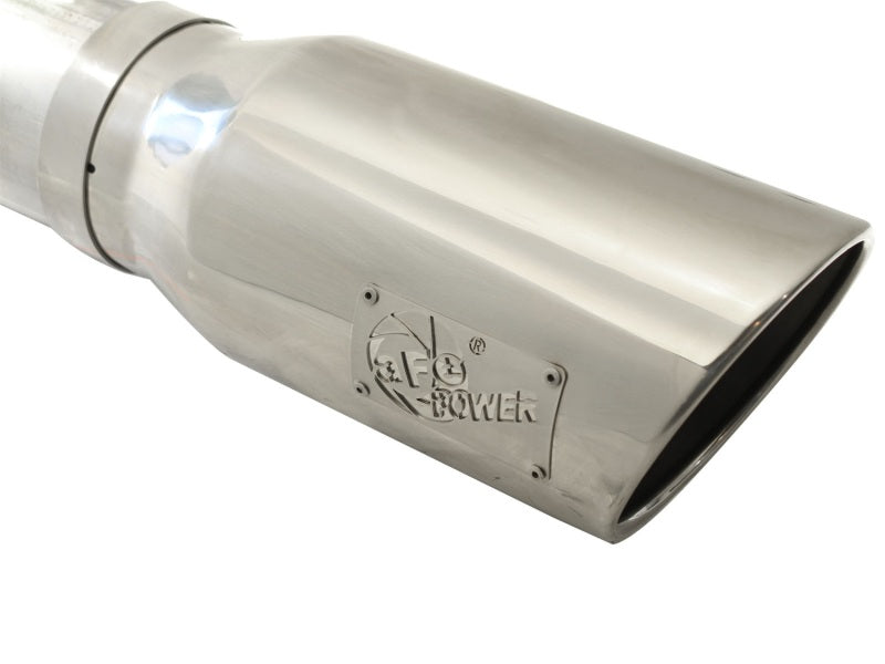 aFe Atlas 5in DPF-Back Aluminized Steel Exh Sys, Ford Diesel Trucks 08-10 V8-6.4L (td) Polished tip DPF Back aFe