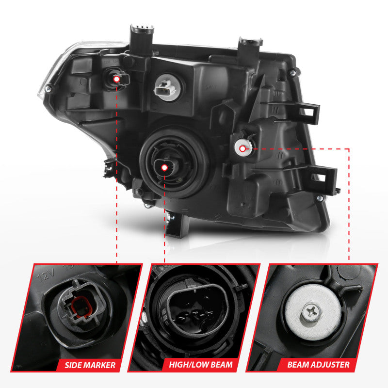 ANZO 2005-2008 Nissan Pathfinder Crystal Headlight Chrome Amber (OE Replacement) Headlights ANZO