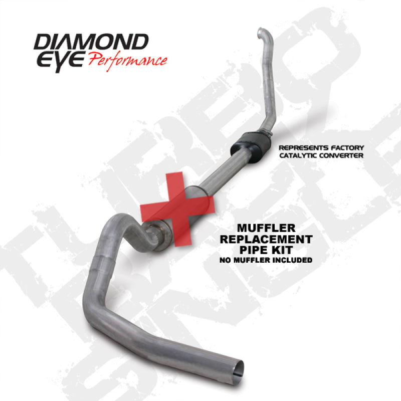 Diamond Eye KIT 4in MFLR RPLCMENT PIPE TB SGL ALUM 94-97 5 7 3L F250/F350 PWRSTROKE NFS W CARB STDS Turbo Back Diamond Eye Performance