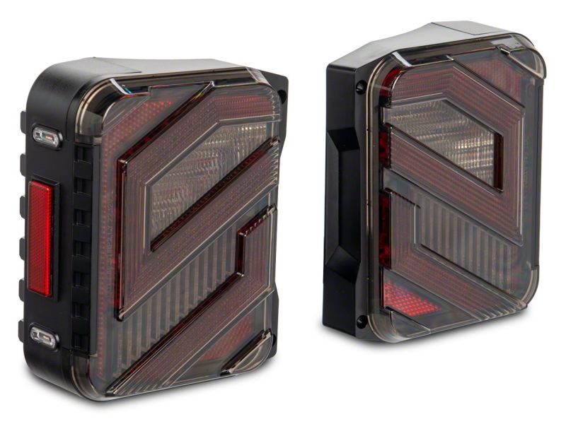 Raxiom 07-18 Jeep Wrangler JK Axial Series Trident LED Tail Lights- Blk Housing (Clear Lens) Tail Lights Raxiom