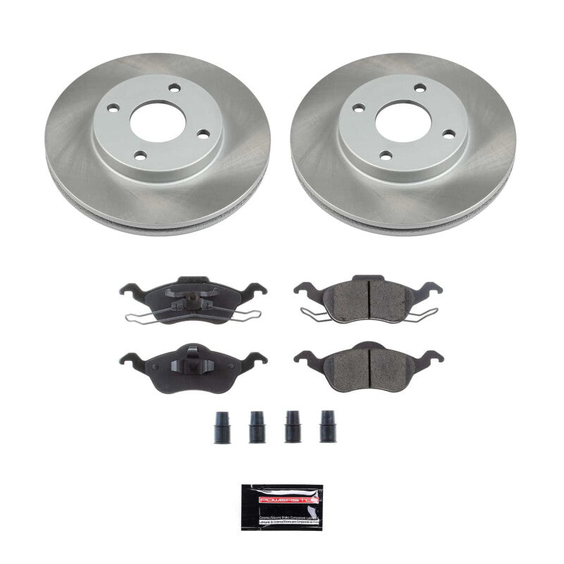 Power Stop 00-04 Ford Focus Front Semi-Coated Rotor Kit Brake Kits - Performance Blank PowerStop