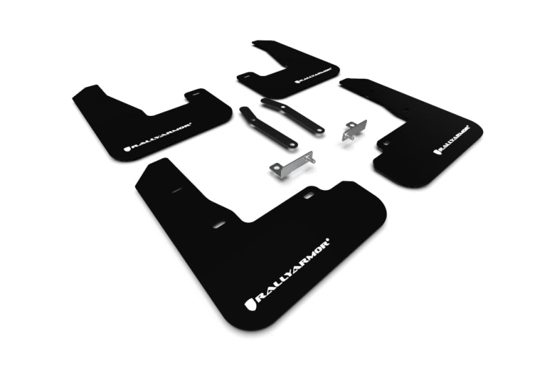 Rally Armor 19-21 Hyundai Elantra GT N Line/i30 Black UR Mud Flap w/White Logo Mud Flaps Rally Armor