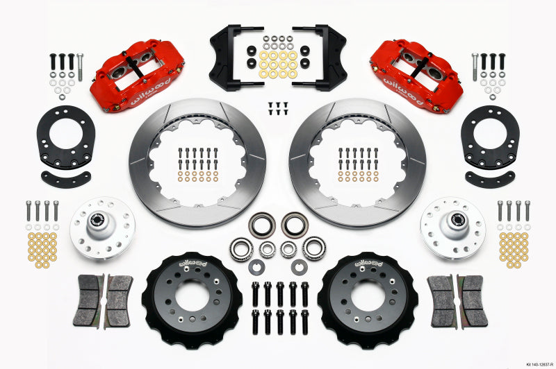 Wilwood Narrow Superlite 6R Front Hub Kit 12.88in Red 1965-1969 Mustang Drum Spindle Big Brake Kits Wilwood