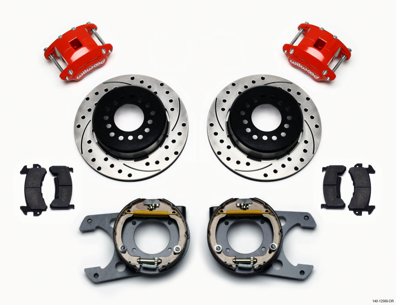 Wilwood D154 P/S P-B Kit Drilled-Red Chevy C-10 2.42 Offset 5-lug Big Brake Kits Wilwood