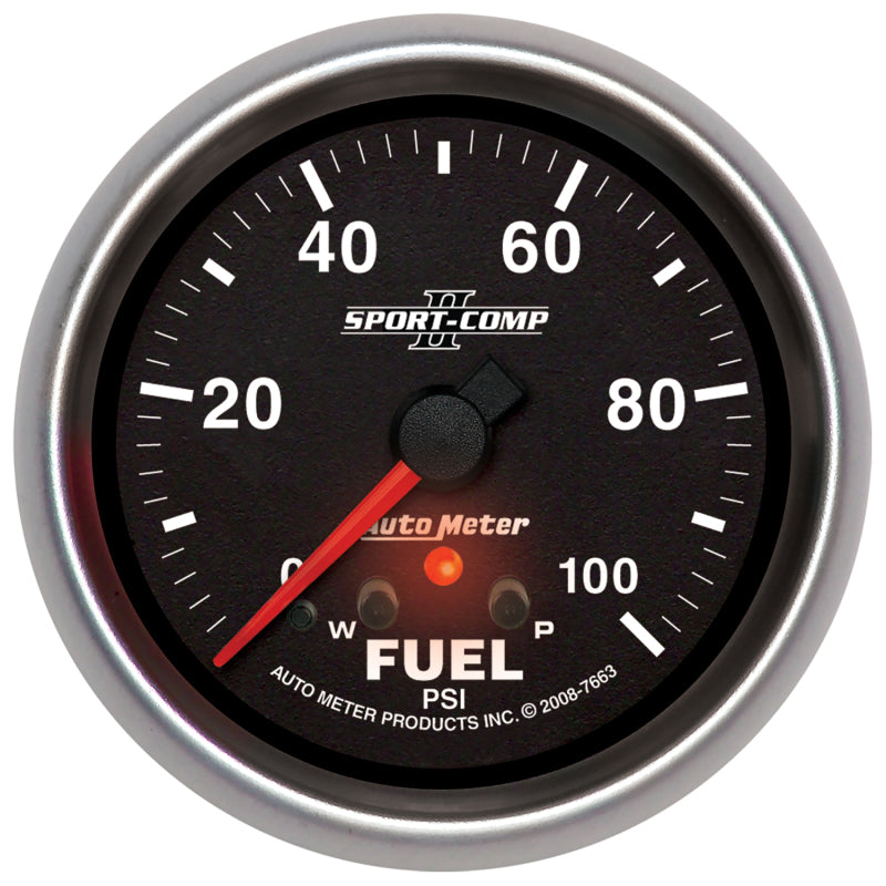 Autometer Sport-Comp II 2-5/8in 0-100 PSI Full Sweep Electronic Fuel Pressure Gauge Gauges AutoMeter