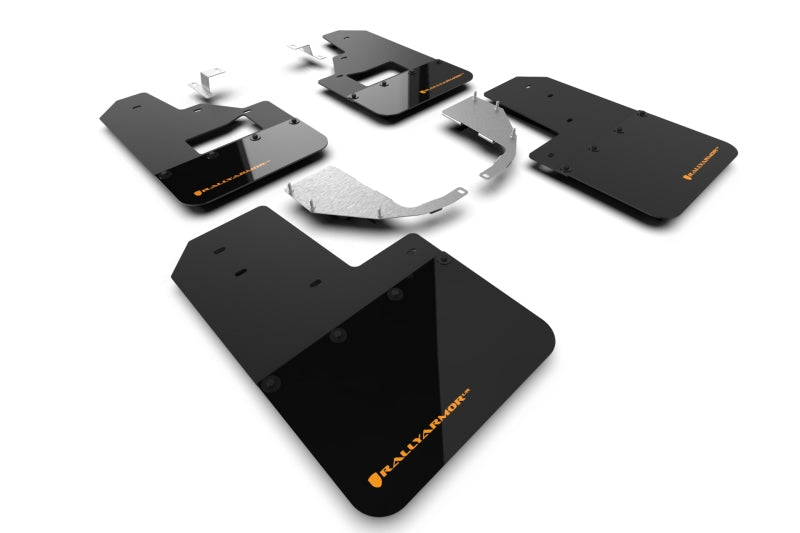 Rally Armor 21-25 Ford Bronco (Steel Bmpr + RB - NO Rptr/Sprt) Blk Mud Flap w/Cy Orange Logo Mud Flaps Rally Armor