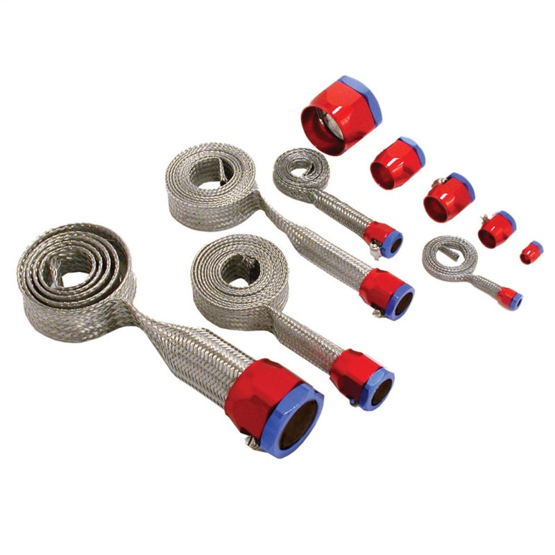 Spectre MagnaBraid 304SS Braided Sleeving Kit - Red/Blue End Caps Sleeves Spectre