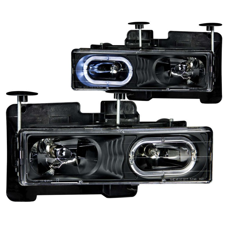 ANZO 1988-1998 Chevrolet C1500 Crystal Headlights Black w/ Halo Headlights ANZO