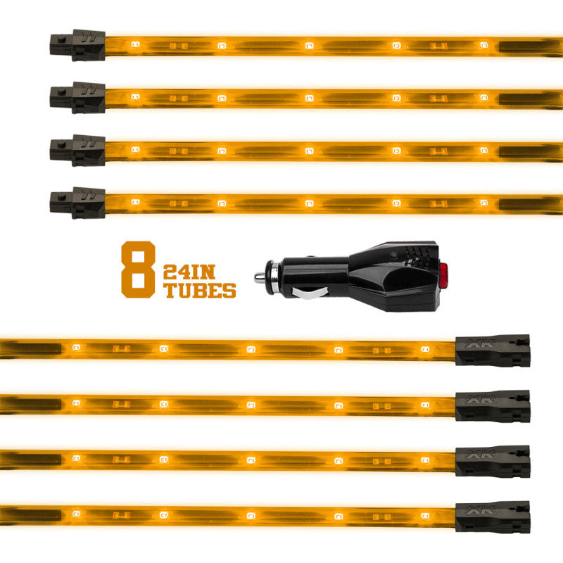 XK Glow Tube Single Color Underglow LED Accent Light Car/Truck Kit Amber - 8x24In Light Accessories and Wiring XKGLOW