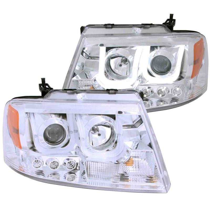 ANZO 2004-2008 Ford F-150 Projector Headlights w/ U-Bar Chrome Headlights ANZO