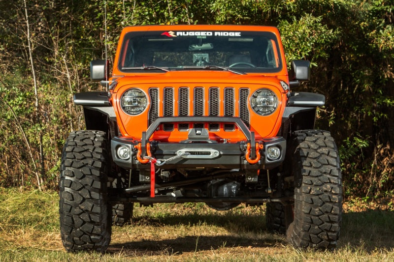 Rugged Ridge 18-22 Jeep Wrangler JL/JT Grille Arcus Front Bumper Stamped Steel Overrider Bar Bumpers - Steel Rugged Ridge