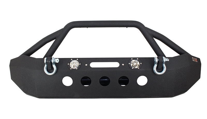 Fishbone Offroad 07-18 Jeep Wrangler Front Winch Bumper W/LEDs Full Width - Blk Texured Powdercoated Bumpers - Steel Fishbone Offroad