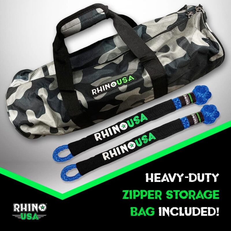 Rhino USA 7/8In X 30Ft Kinetic Rope Recovery Kit W/Soft Shackles (Blue) Cargo Tie-Downs Rhino USA
