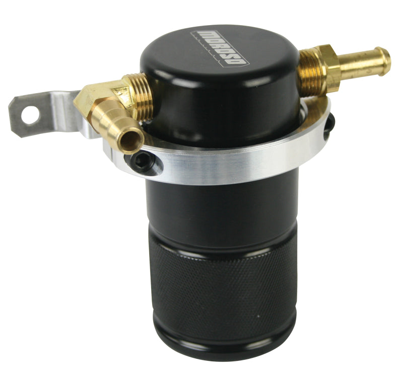 Moroso 90-05 Mazda Miata Air/Oil Separator Catch Can - Small Body - Billet Aluminum - Black Finish Oil Catch Cans Moroso