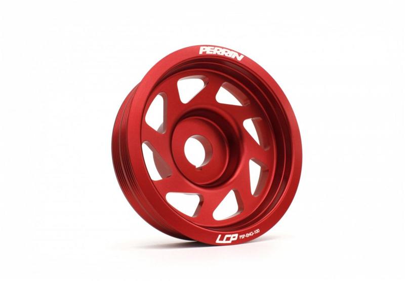 PERRIN 93-14 Subaru Impreza (Incl. 02-14 WRX) / 04-21 STI Lightened Crank Pulley - Red Pulleys - Crank, Underdrive Perrin Performance