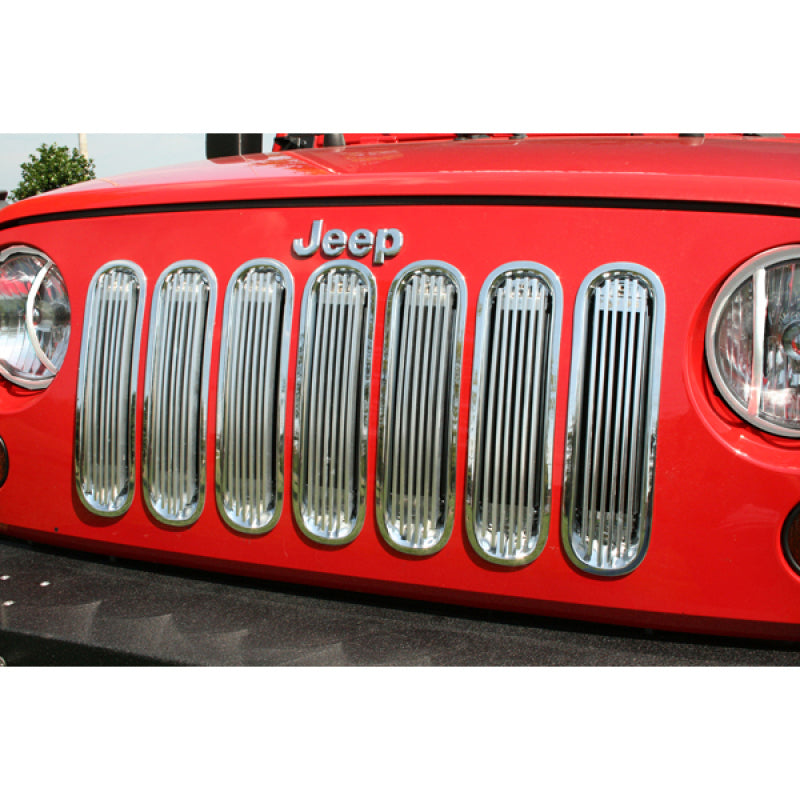 Rugged Ridge Billet Grille Insert Polished Alum 07-18 Jeep Wrangler Grilles Rugged Ridge