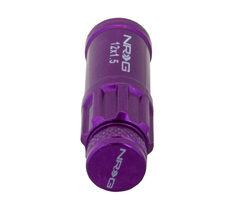NRG 700 Series M12 X 1.5 Steel Lug Nut w/Dust Cap Cover Set 21 Pc w/Locks & Lock Socket - Purple Lug Nuts NRG