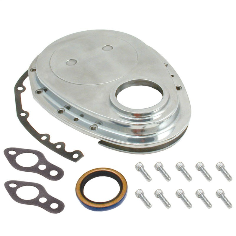 Spectre SB Chevrolet Timing Chain Cover - Polished Aluminum Timing Covers Spectre