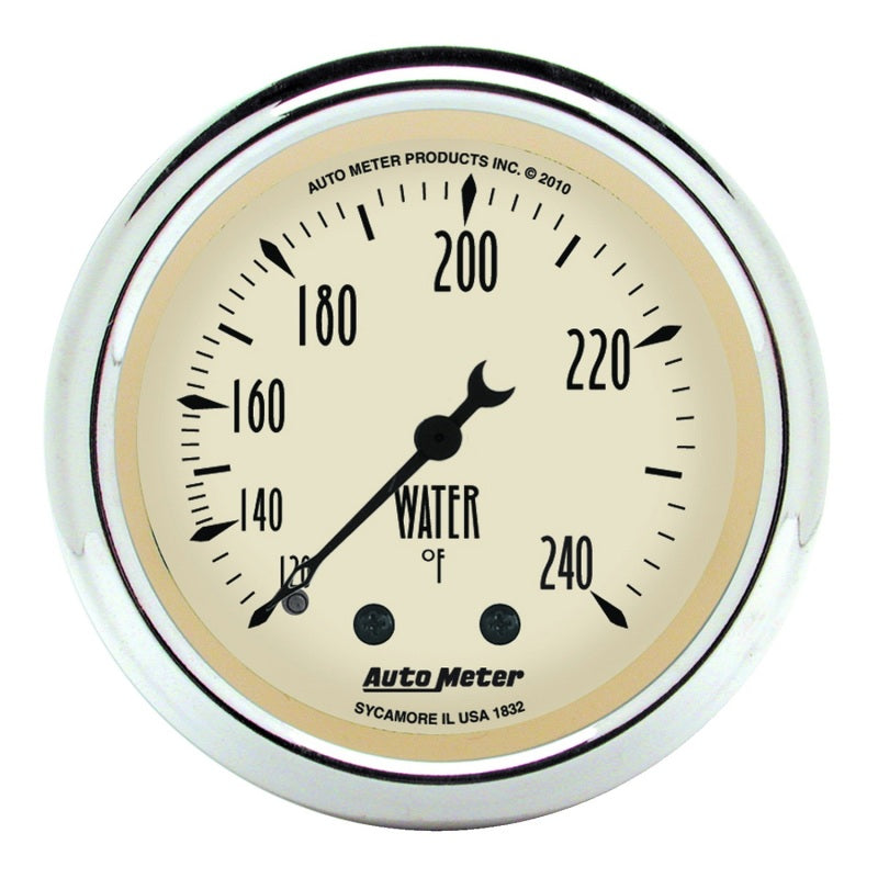 Autometer 2-1/16 inch Mechanical Antique Beige Water Temp Gauge 120-240 Deg F Gauges AutoMeter