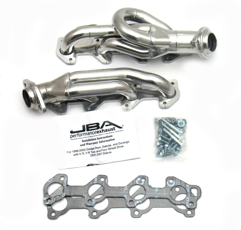 JBA 02-03 Dodge Ram 4.7L PowerTech 1-1/2in Primary Silver Ctd Cat4Ward Header Headers & Manifolds JBA