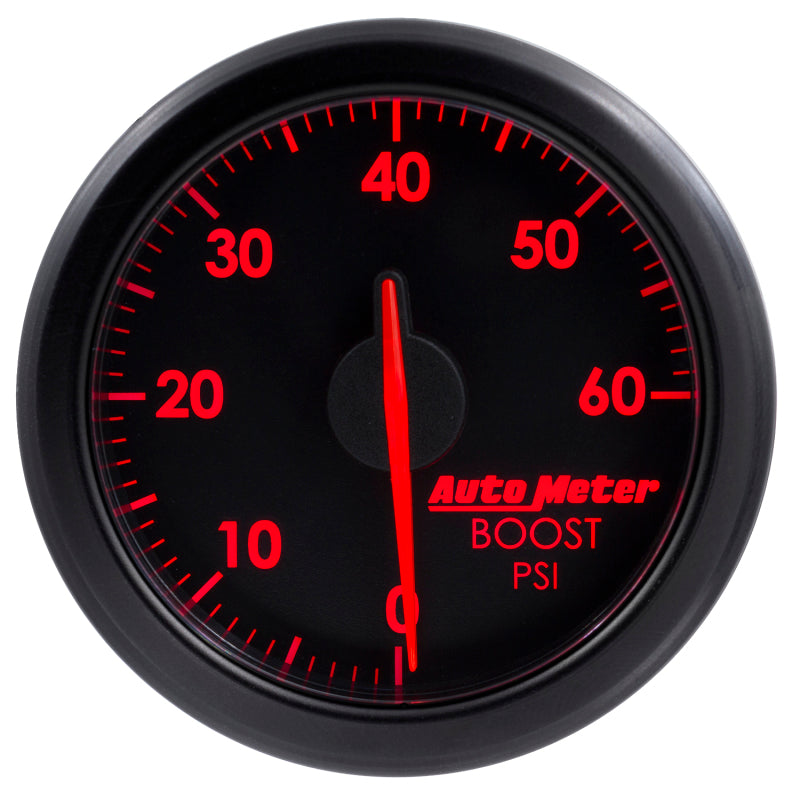 Autometer Airdrive 2-1/6in Boost Gauge 0-60 PSI - Black Gauges AutoMeter