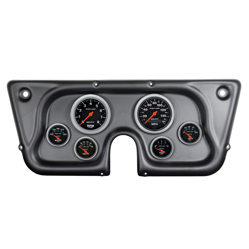 Autometer Sport-Comp 67-72 Chevy Truck C/K/K5/Suburban Dash Kit 6pc Tach/MPH/Fuel/Oil/WTMP/Volt Gauges AutoMeter