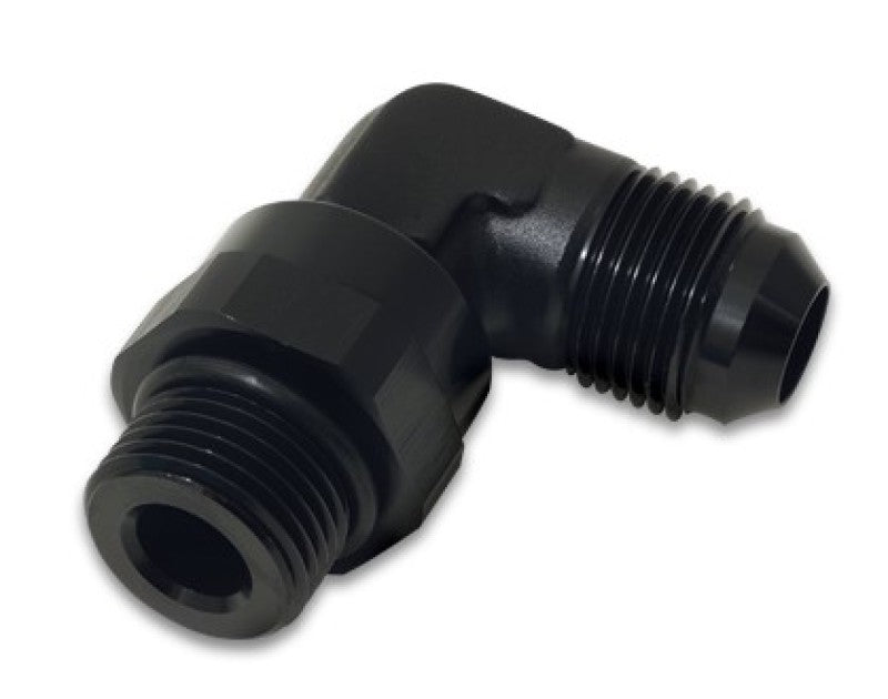 Vibrant -8AN Male Flare to Male -6AN ORB Swivel 90 Degree Adapter Fitting - Anodized Black Fittings Vibrant