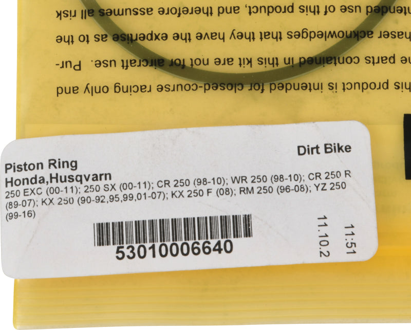 Vertex Piston 00-05 KTM 250 EXC 250cc Replacement Rings - Single Piston Rings Vertex Pistons