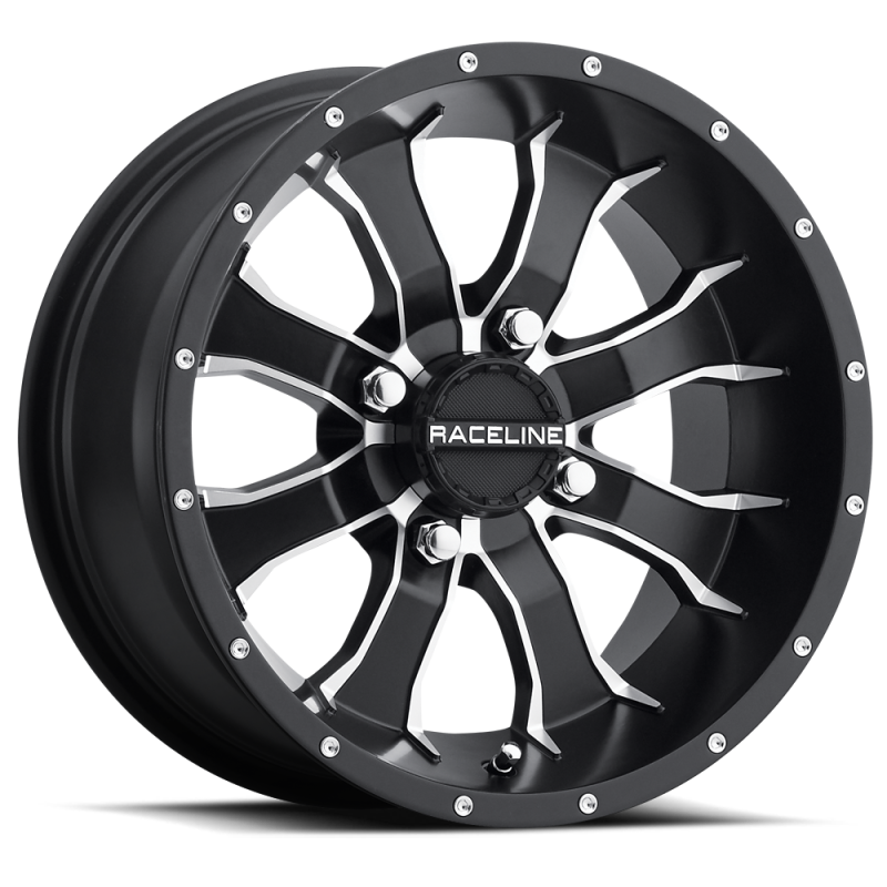 Raceline A77 Mamba 10x5in / 4x156 BP / 18mm Offset / 132.5mm Bore - Black & Machined Wheel Wheels - Cast Raceline