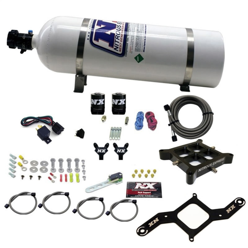 Nitrous Express 4150 Billet Crossbar Stage 6 Nitrous Kit (50-300HP) w/15lb Bottle Nitrous Systems Nitrous Express