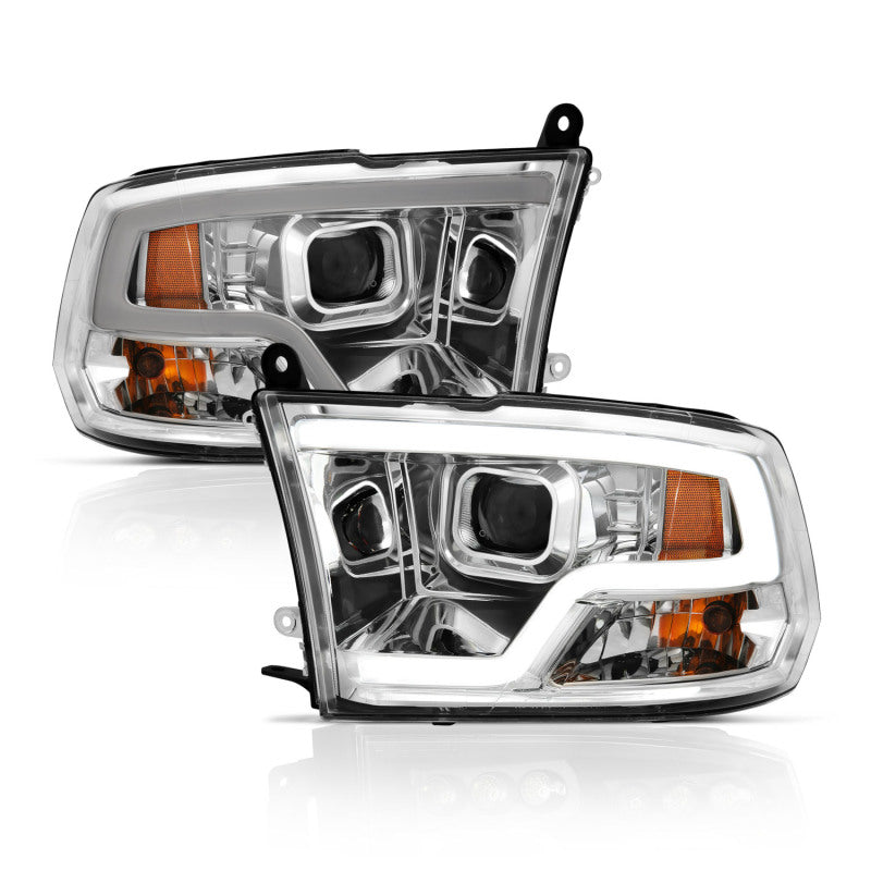 ANZO 09-18 Dodge Ram 1500 Plank Style Projector Headlights Chrome w/ Halo Headlights ANZO