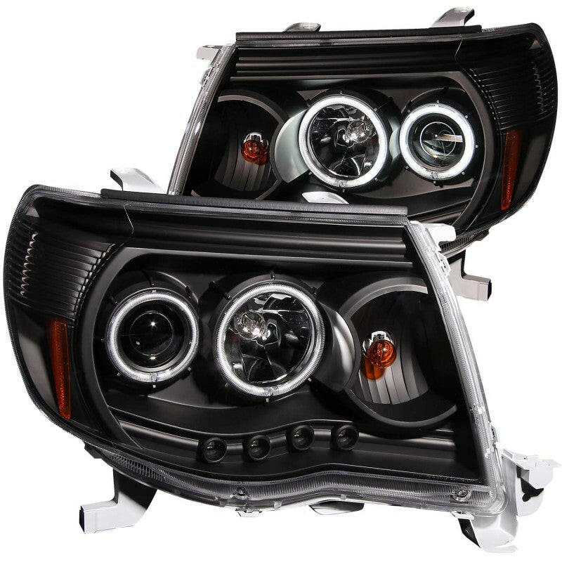 ANZO 2005-2011 Toyota Tacoma Projector Headlights w/ Halo Black Headlights ANZO