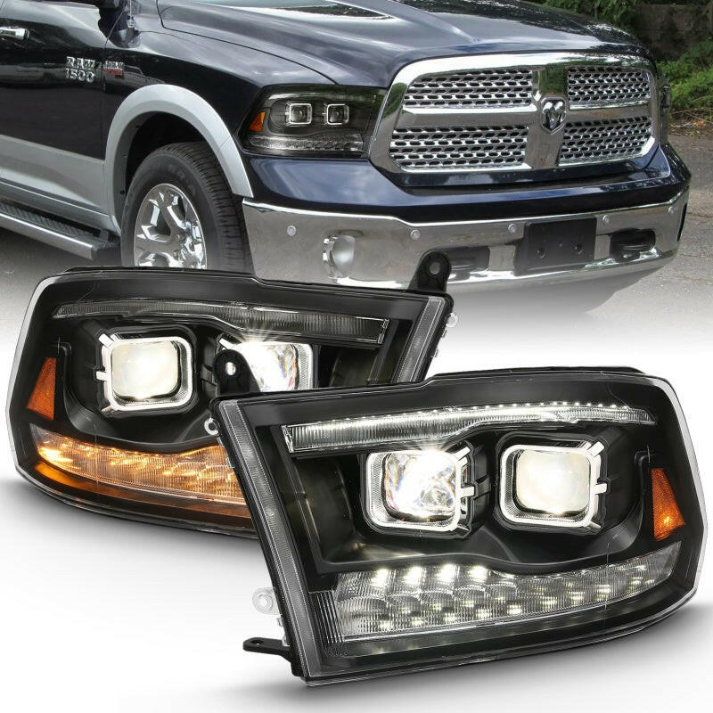 ANZO 2009-2018 Dodge Ram 1500 Projector H.L. Switchback Chrome Amber Headlights ANZO
