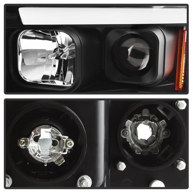 Spyder 02-05 Dodge Ram 1500 Light Bar Projector Headlights - Black (PRO-YD-DR02V2-LB-BK) Headlights SPYDER