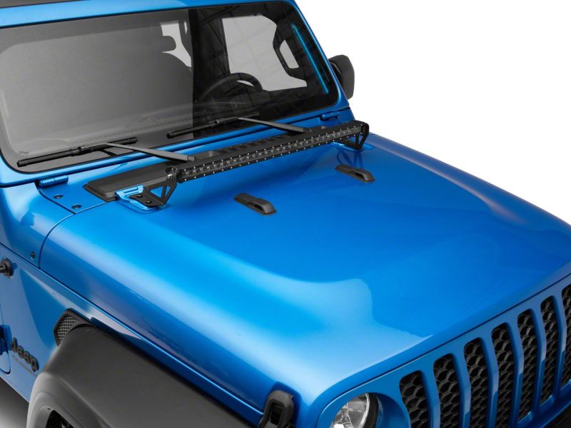 Raxiom 18-23 Jeep Wrangler JL Axial Series 30-In Single Row LED Light Bar w/ Hood Mounting Brackets Brackets Raxiom